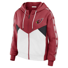 Arizona Cardinals WEAR by Erin Andrews Women's Color Block Light Weight Modest Crop Full-Zip Hoodie - Cardinal/White cheap