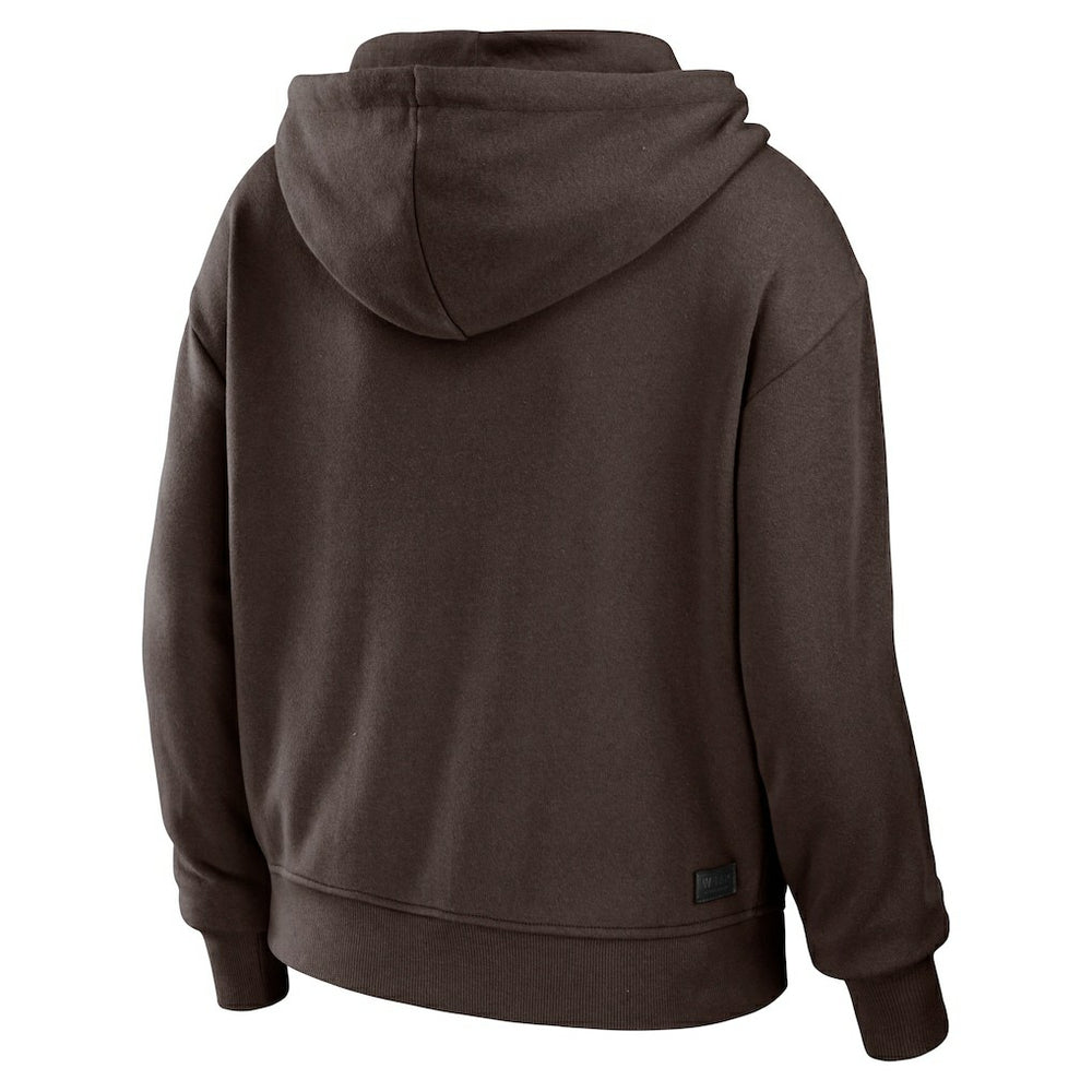 Cleveland Browns WEAR by Erin Andrews Women's Color Block Light Weight Modest Crop Full-Zip Hoodie - Brown/White online