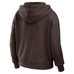 Cleveland Browns WEAR by Erin Andrews Women's Color Block Light Weight Modest Crop Full-Zip Hoodie - Brown/White online