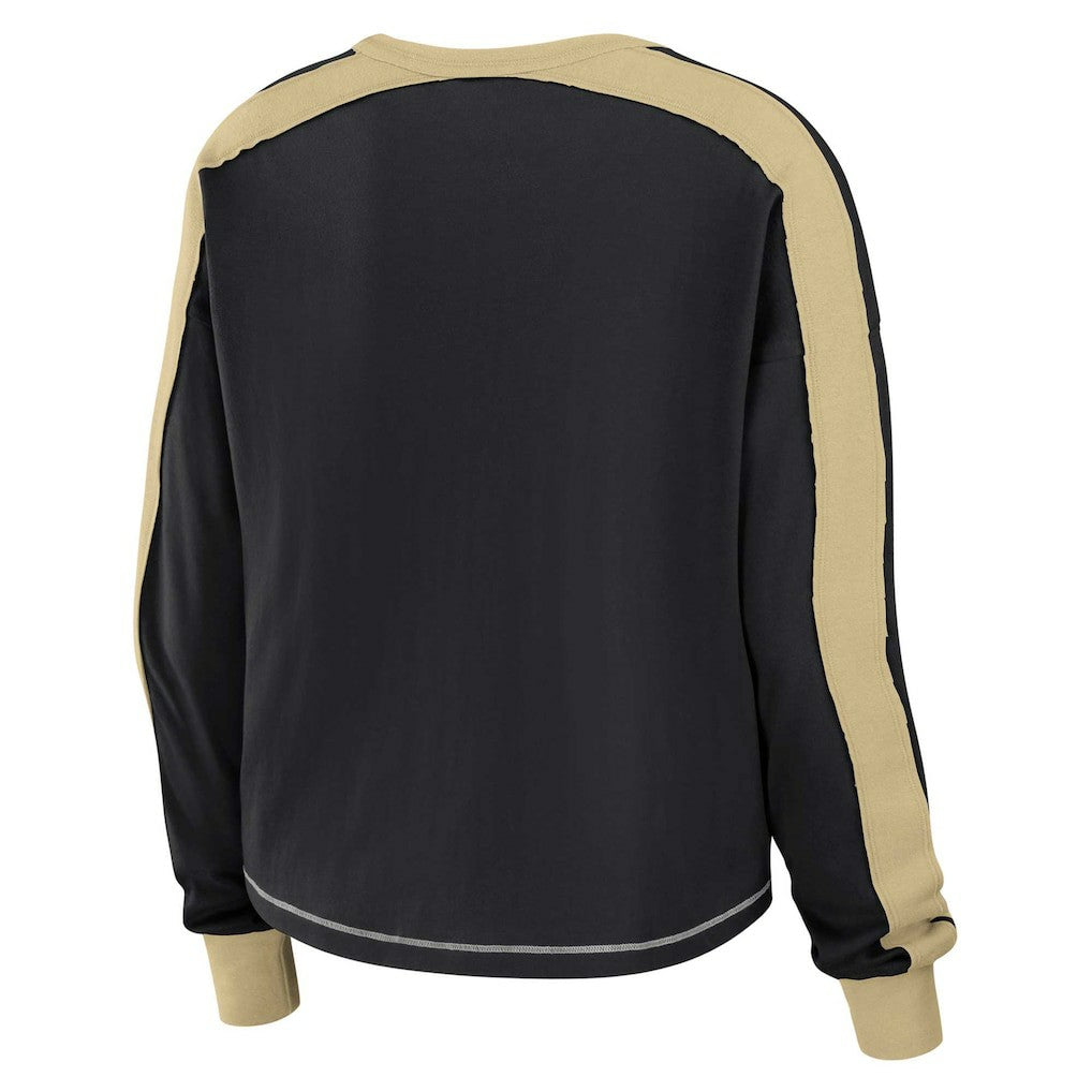 New Orleans Saints WEAR by Erin Andrews Women's Plus Size Colorblock Long Sleeve T-Shirt - Black on sale