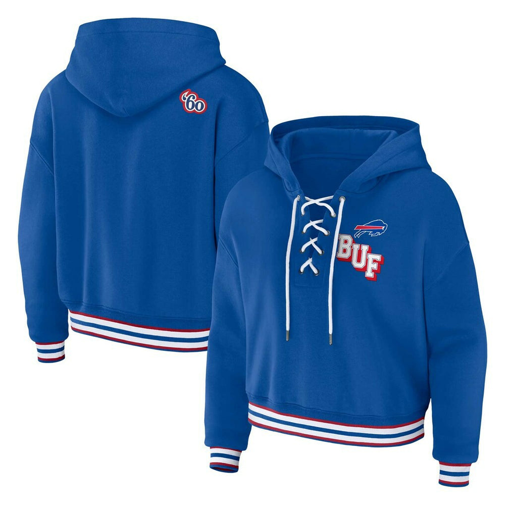 Buffalo Bills WEAR by Erin Andrews Women's Plus Size Lace-Up Pullover Hoodie - Royal cheap