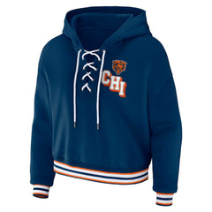 Chicago Bears WEAR by Erin Andrews Women's Plus Size Lace-Up Pullover Hoodie - Navy outlet