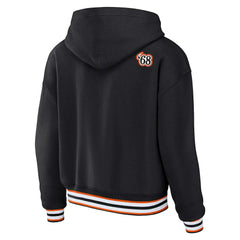 Cincinnati Bengals WEAR by Erin Andrews Women's Plus Size Lace-Up Pullover Hoodie - Black outlet