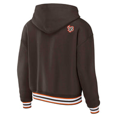 Cleveland Browns WEAR by Erin Andrews Women's Plus Size Lace-Up Pullover Hoodie - Brown cheap