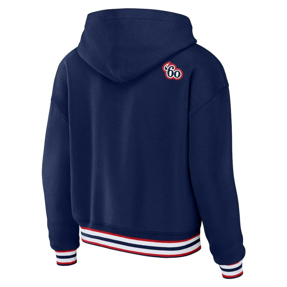 New England Patriots WEAR by Erin Andrews Women's Plus Size Lace-Up Pullover Hoodie - Navy online