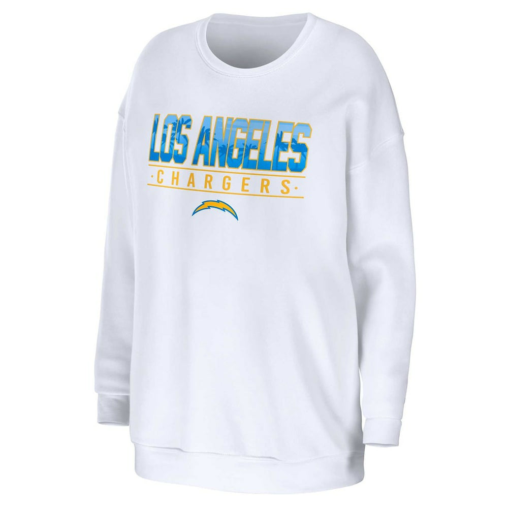 Los Angeles Chargers WEAR by Erin Andrews Women's Domestic Pullover Sweatshirt - White on sale
