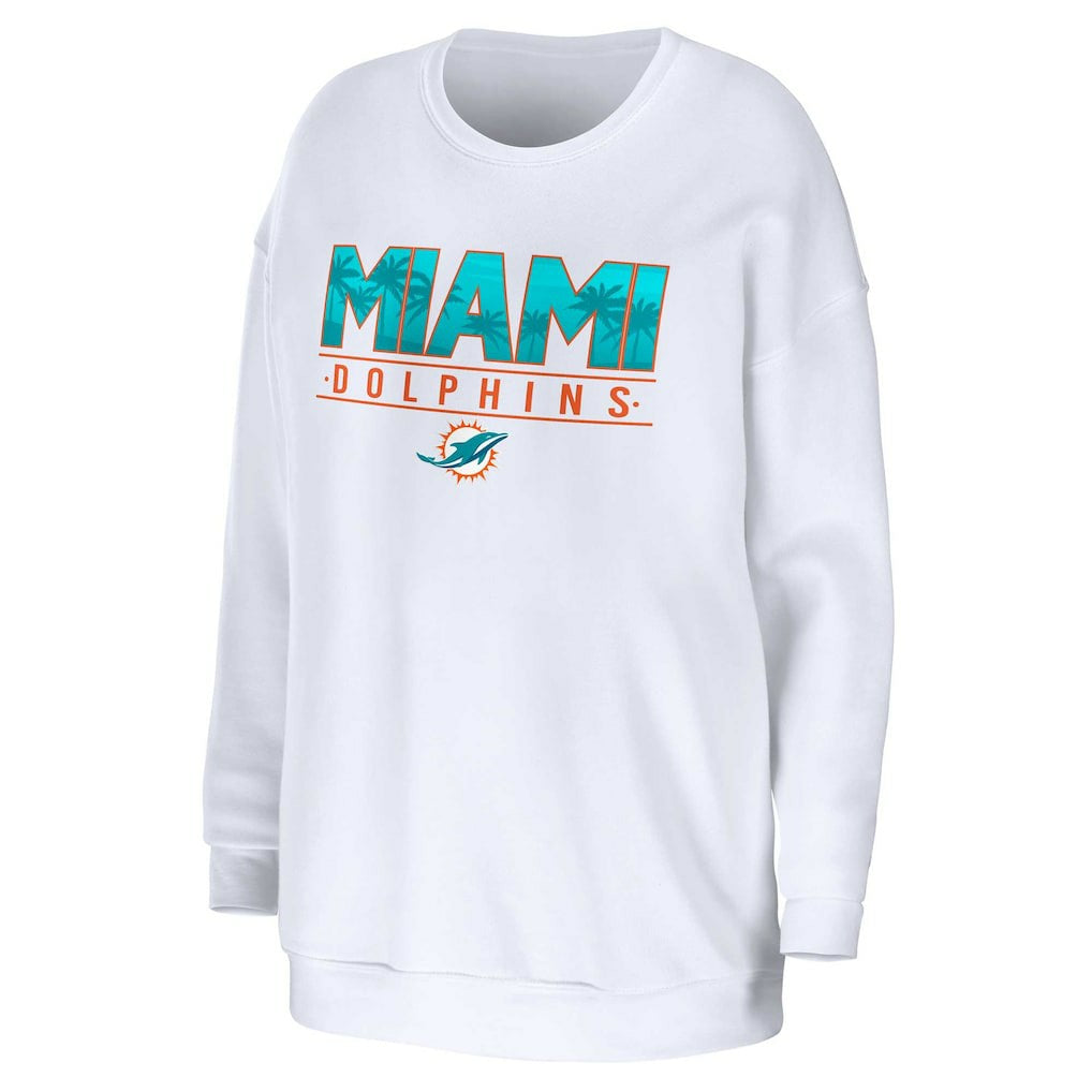 Miami Dolphins WEAR by Erin Andrews Women's Domestic Pullover Sweatshirt - White outlet