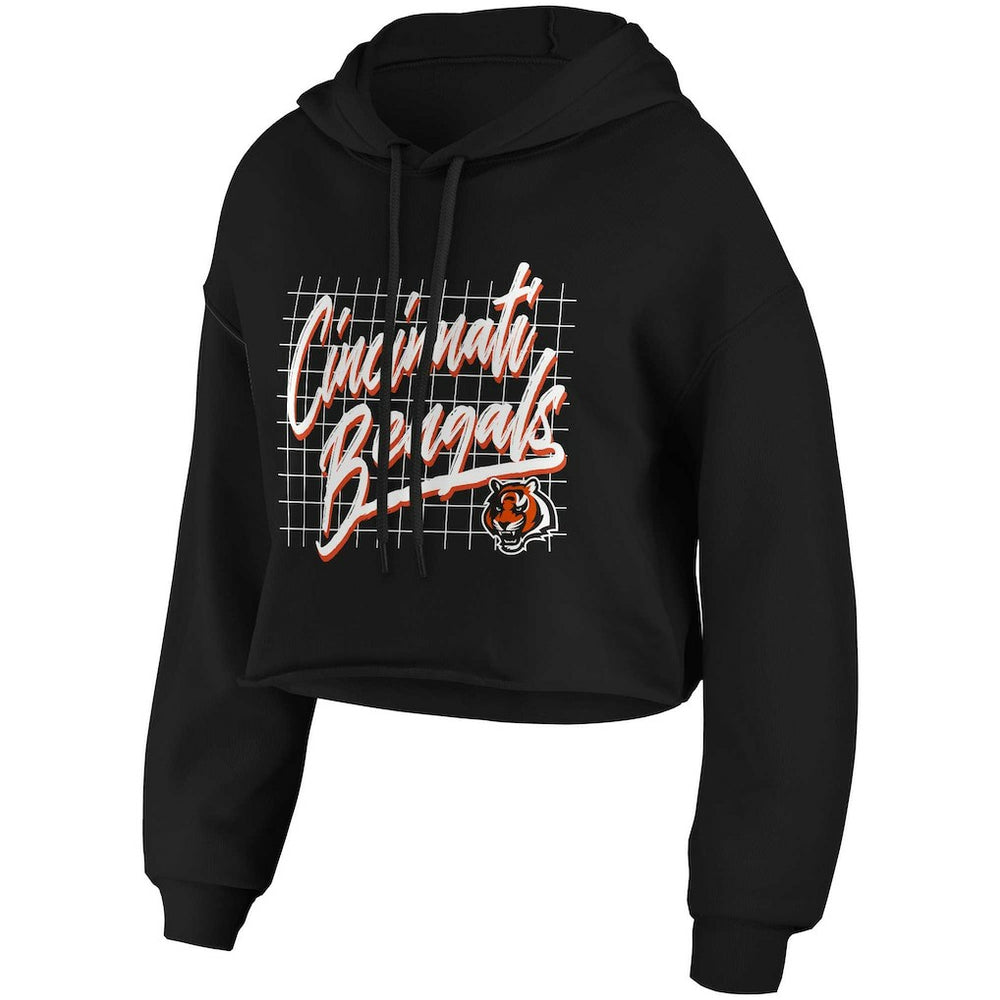 Cincinnati Bengals WEAR by Erin Andrews Women's Domestic Cropped Pullover Hoodie - Black discount