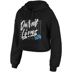 Detroit Lions WEAR by Erin Andrews Women's Domestic Cropped Pullover Hoodie - Black cheap