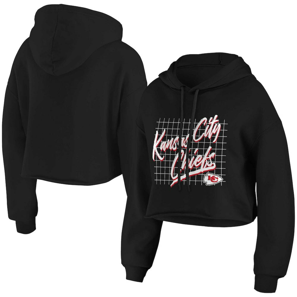 Kansas City Chiefs WEAR by Erin Andrews Women's Domestic Cropped Pullover Hoodie - Black discount