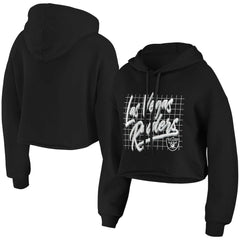 Las Vegas Raiders WEAR by Erin Andrews Women's Domestic Cropped Pullover Hoodie - Black on sale