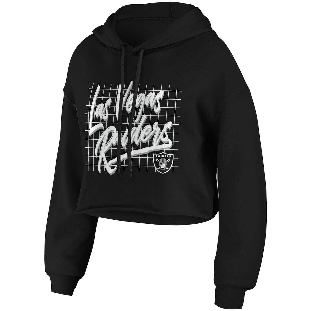 Las Vegas Raiders WEAR by Erin Andrews Women's Domestic Cropped Pullover Hoodie - Black on sale