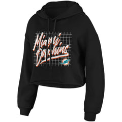 Miami Dolphins WEAR by Erin Andrews Women's Domestic Cropped Pullover Hoodie - Black cheap