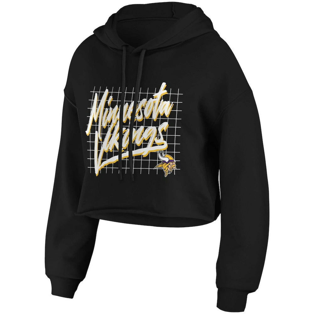 Minnesota Vikings WEAR by Erin Andrews Women's Domestic Cropped Pullover Hoodie - Black outlet