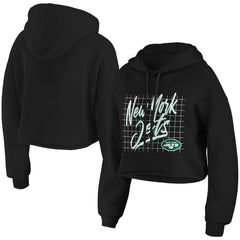 New York Jets WEAR by Erin Andrews Women's Domestic Cropped Pullover Hoodie - Black discount