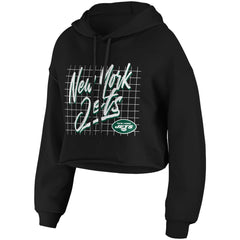 New York Jets WEAR by Erin Andrews Women's Domestic Cropped Pullover Hoodie - Black discount