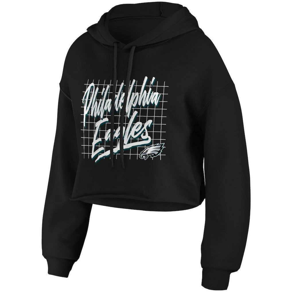 Philadelphia Eagles WEAR by Erin Andrews Women's Domestic Cropped Pullover Hoodie - Black outlet