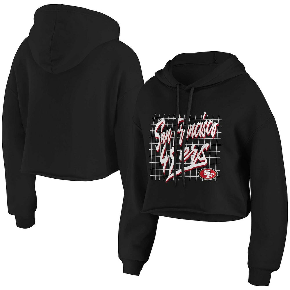 San Francisco 49ers WEAR by Erin Andrews Women's Domestic Cropped Pullover Hoodie - Black discount