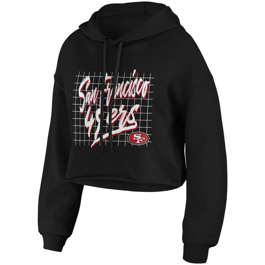 San Francisco 49ers WEAR by Erin Andrews Women's Domestic Cropped Pullover Hoodie - Black discount