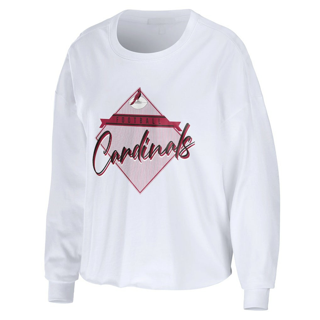 Arizona Cardinals WEAR by Erin Andrews Women's Domestic Cropped Long Sleeve T-Shirt - White cheap