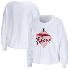 Atlanta Falcons WEAR by Erin Andrews Women's Domestic Cropped Long Sleeve T-Shirt - White discount