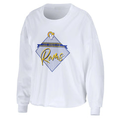 Los Angeles Rams WEAR by Erin Andrews Women's Domestic Cropped Long Sleeve T-Shirt - White on sale