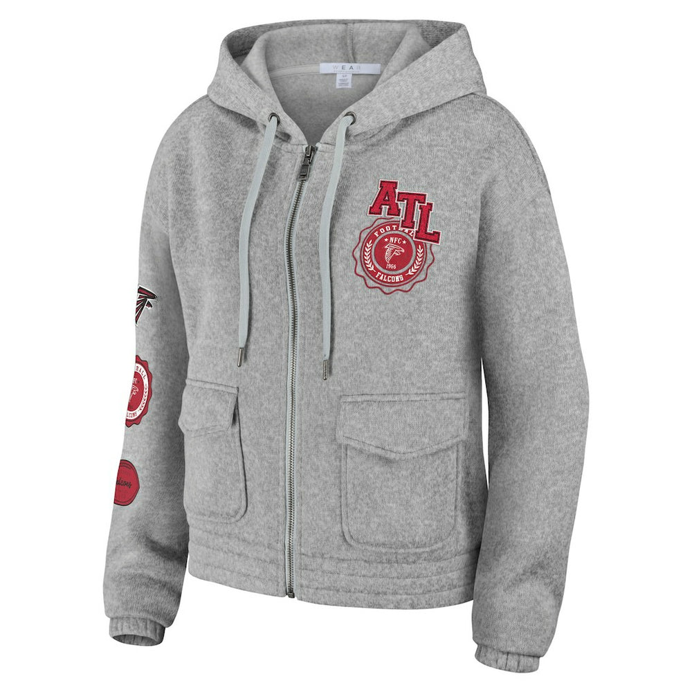 Atlanta Falcons WEAR by Erin Andrews Women's Full-Zip Hoodie - Heather Gray discount