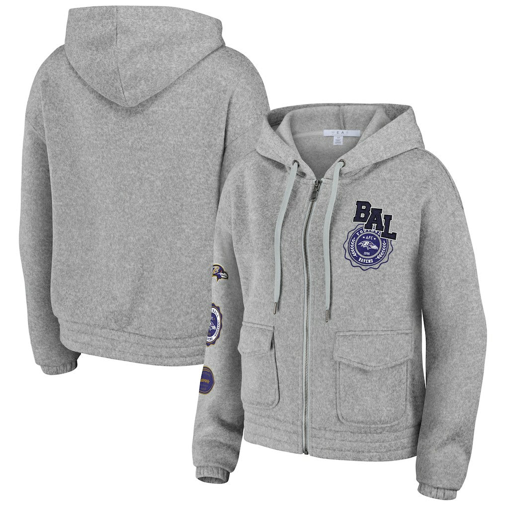 Baltimore Ravens WEAR by Erin Andrews Women's Full-Zip Hoodie - Heather Gray outlet