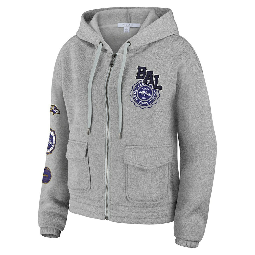 Baltimore Ravens WEAR by Erin Andrews Women's Full-Zip Hoodie - Heather Gray outlet