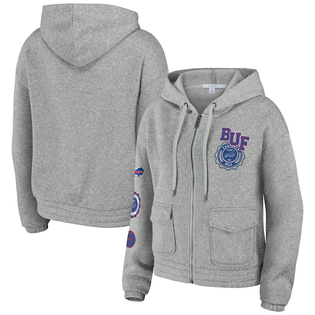 Buffalo Bills WEAR by Erin Andrews Women's Full-Zip Hoodie - Heather Gray discount
