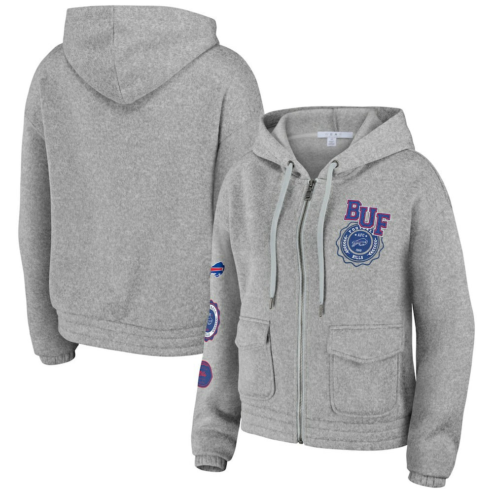 Buffalo Bills WEAR by Erin Andrews Women's Full-Zip Hoodie - Heather Gray discount
