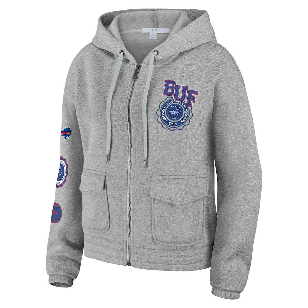 Buffalo Bills WEAR by Erin Andrews Women's Full-Zip Hoodie - Heather Gray discount