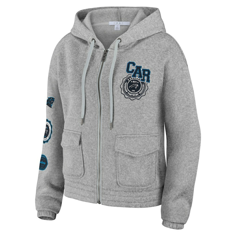 Carolina Panthers WEAR by Erin Andrews Women's Full-Zip Hoodie - Heather Gray cheap