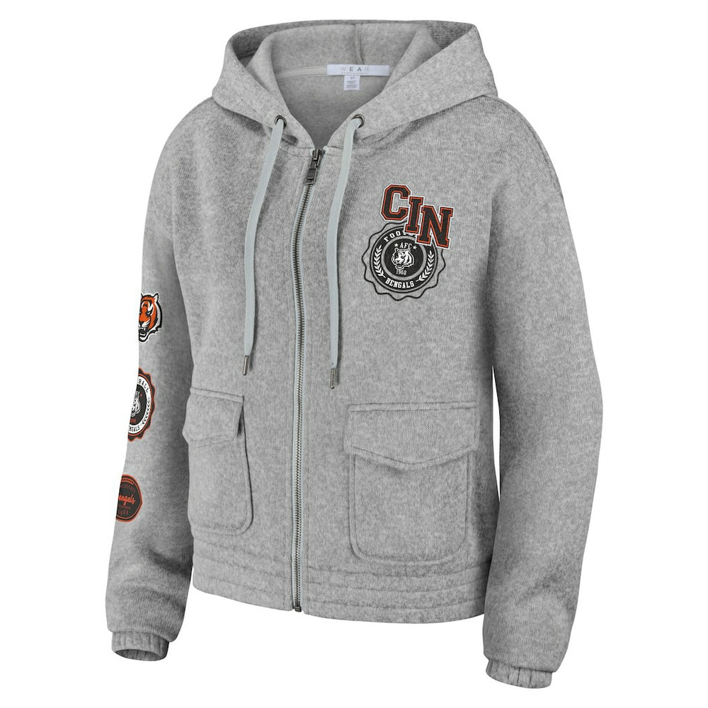 Cincinnati Bengals WEAR by Erin Andrews Women's Full-Zip Hoodie - Heather Gray for sale