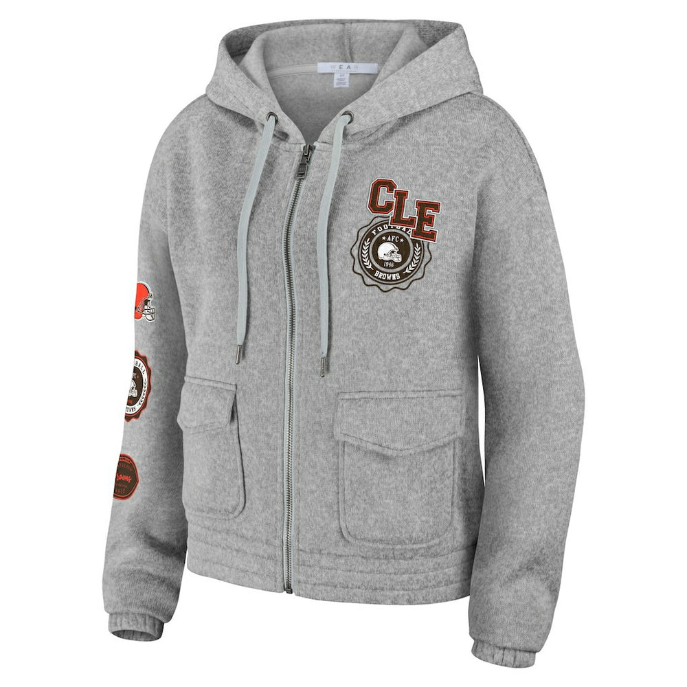 Cleveland Browns WEAR by Erin Andrews Women's Full-Zip Hoodie - Heather Gray sale