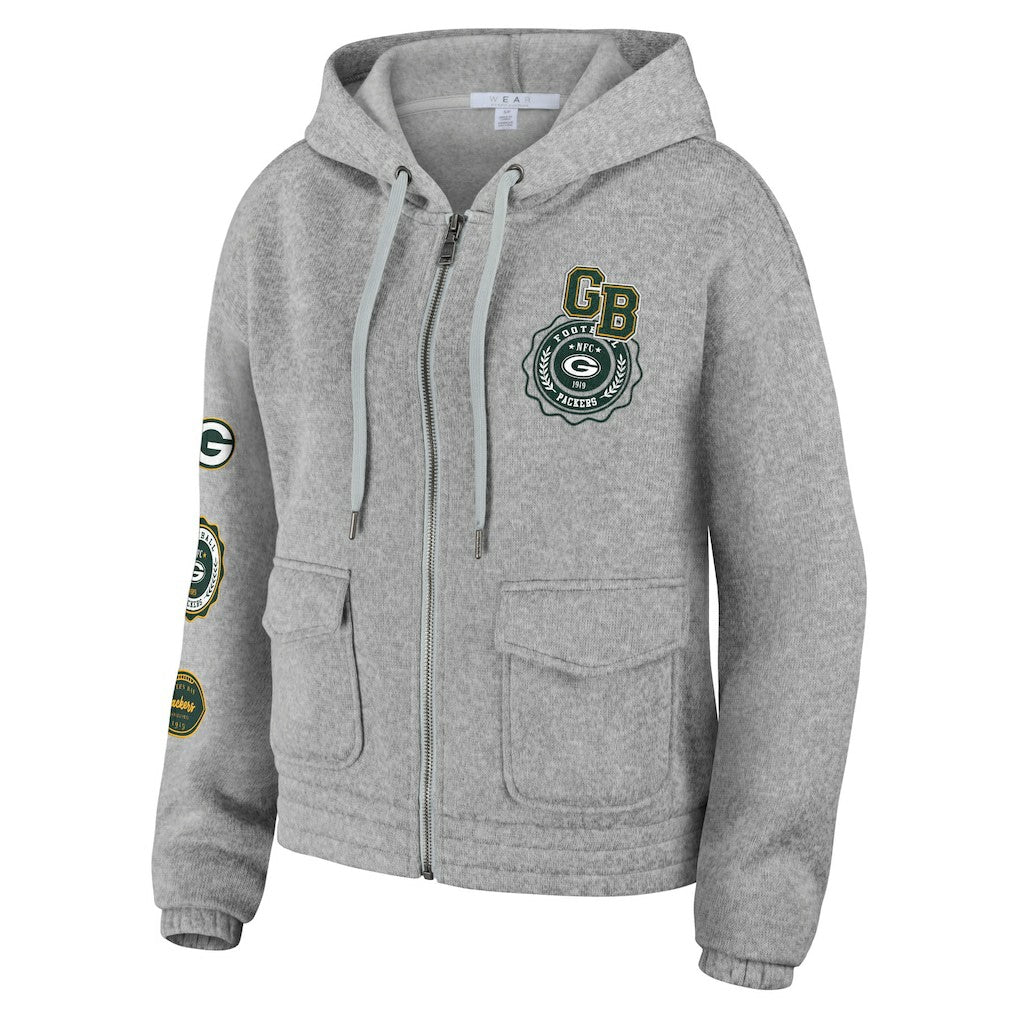 Green Bay Packers WEAR by Erin Andrews Women's Full-Zip Hoodie - Heather Gray online