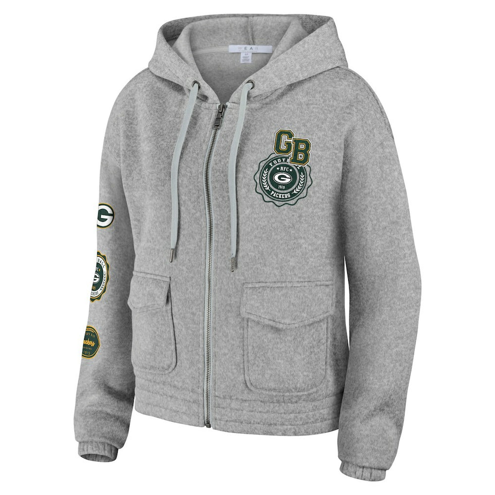 Green Bay Packers WEAR by Erin Andrews Women's Full-Zip Hoodie - Heather Gray online