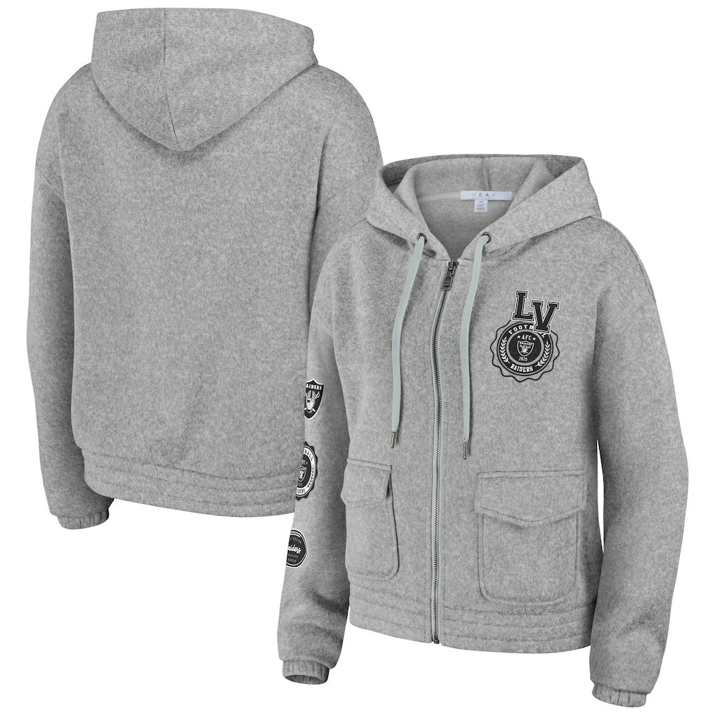 Las Vegas Raiders WEAR by Erin Andrews Women's Full-Zip Hoodie - Heather Gray online