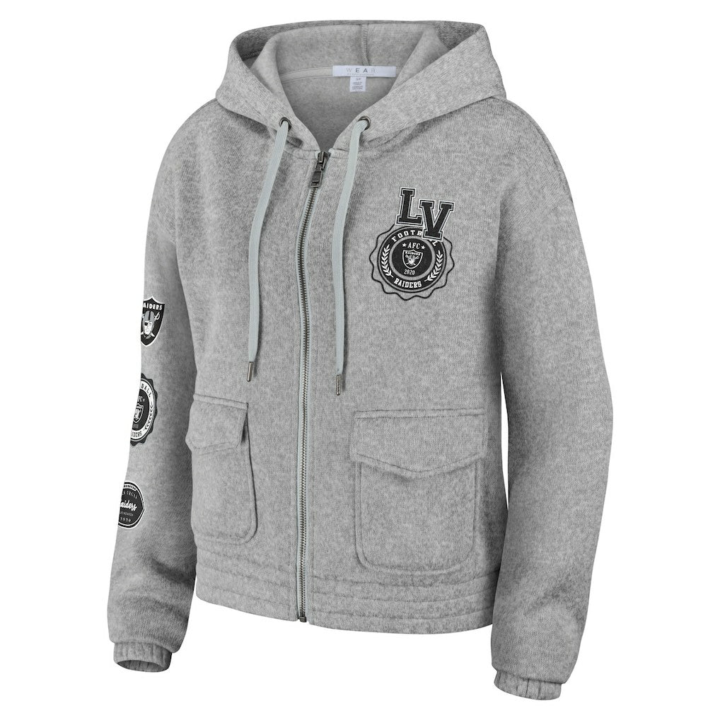 Las Vegas Raiders WEAR by Erin Andrews Women's Full-Zip Hoodie - Heather Gray online