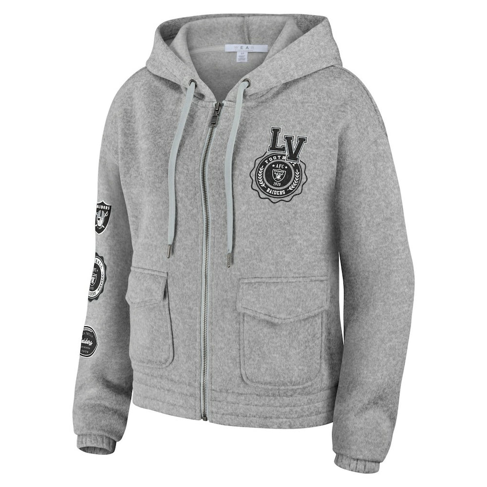 Las Vegas Raiders WEAR by Erin Andrews Women's Full-Zip Hoodie - Heather Gray online