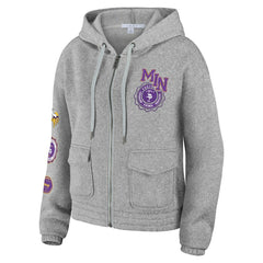 Minnesota Vikings WEAR by Erin Andrews Women's Full-Zip Hoodie - Heather Gray on sale