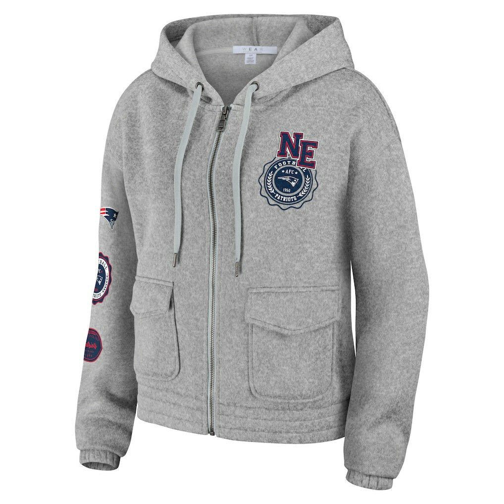 New England Patriots WEAR by Erin Andrews Women's Full-Zip Hoodie - Heather Gray online