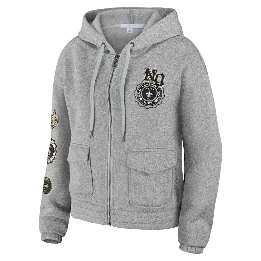New Orleans Saints WEAR by Erin Andrews Women's Full-Zip Hoodie - Heather Gray discount