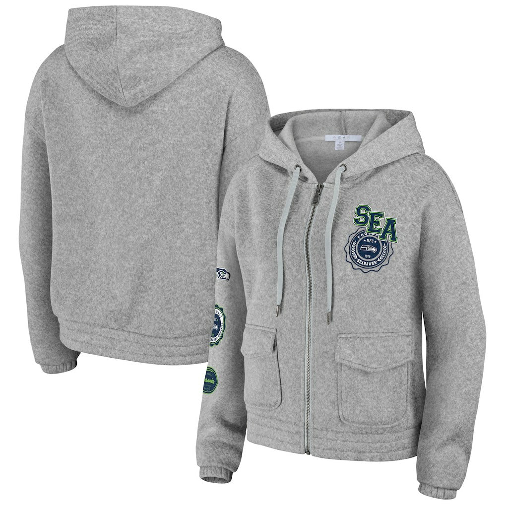 Seattle Seahawks WEAR by Erin Andrews Women's Full-Zip Hoodie - Heather Gray online