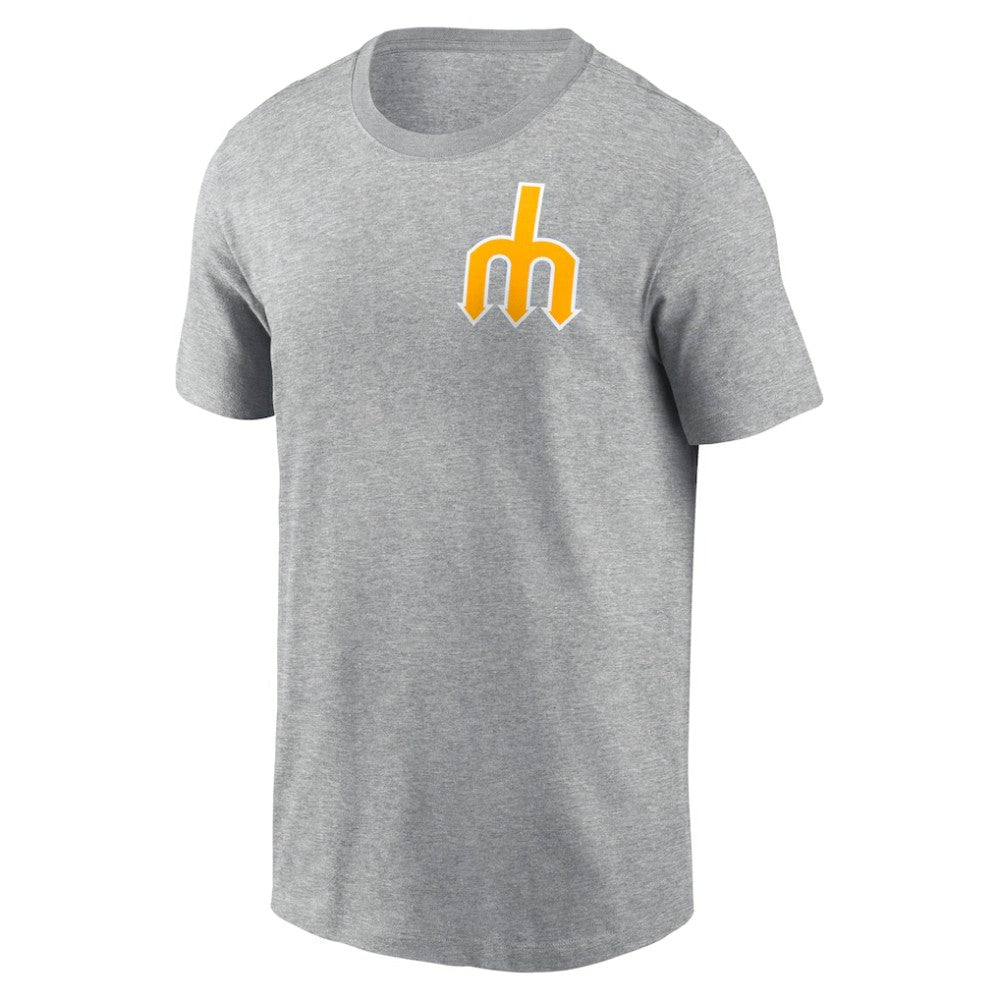 Seattle Mariners Cooperstown Collection Large Logo 2-Hit T-Shirt - Heather Gray | Nike