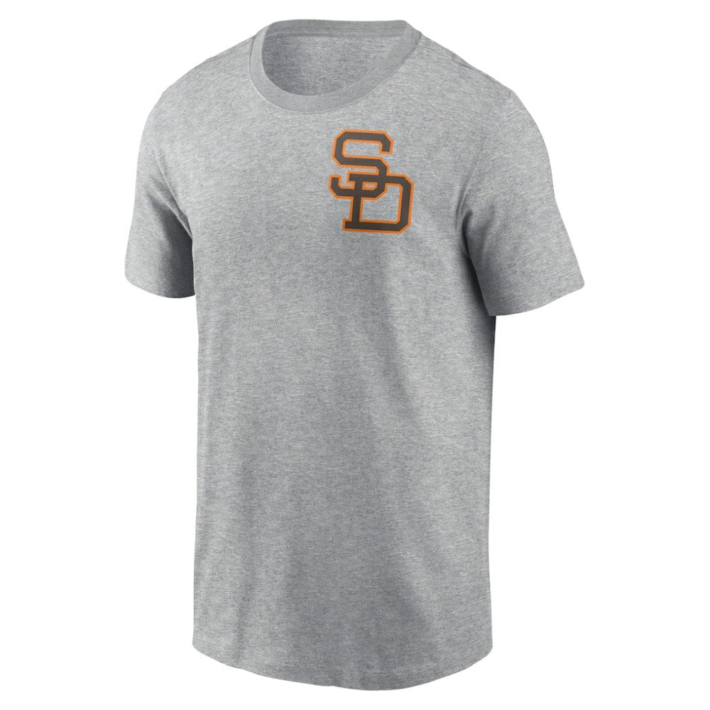 San Diego Padres Cooperstown Collection Large Logo 2-Hit T-Shirt - Heather Gray | Nike