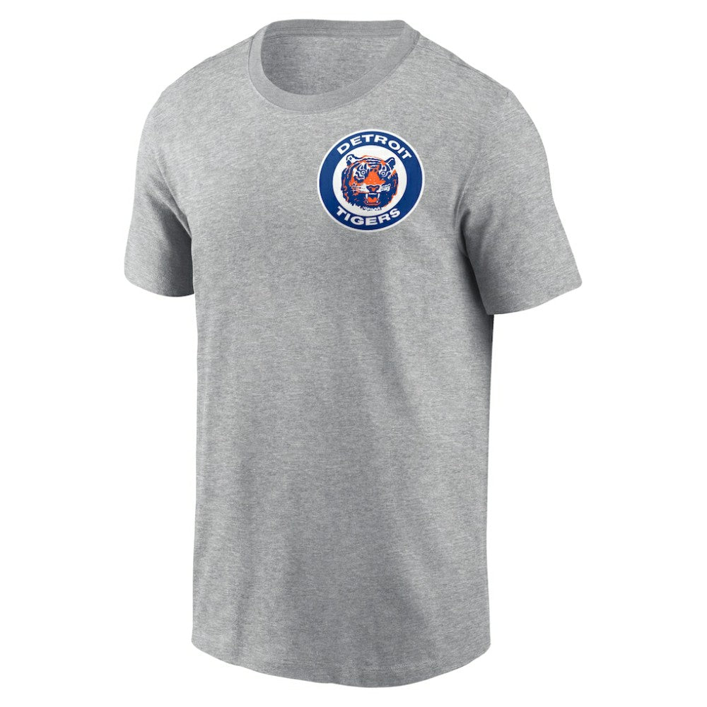 Detroit Tigers Cooperstown Collection Large Logo 2-Hit T-Shirt - Heather Gray | Nike