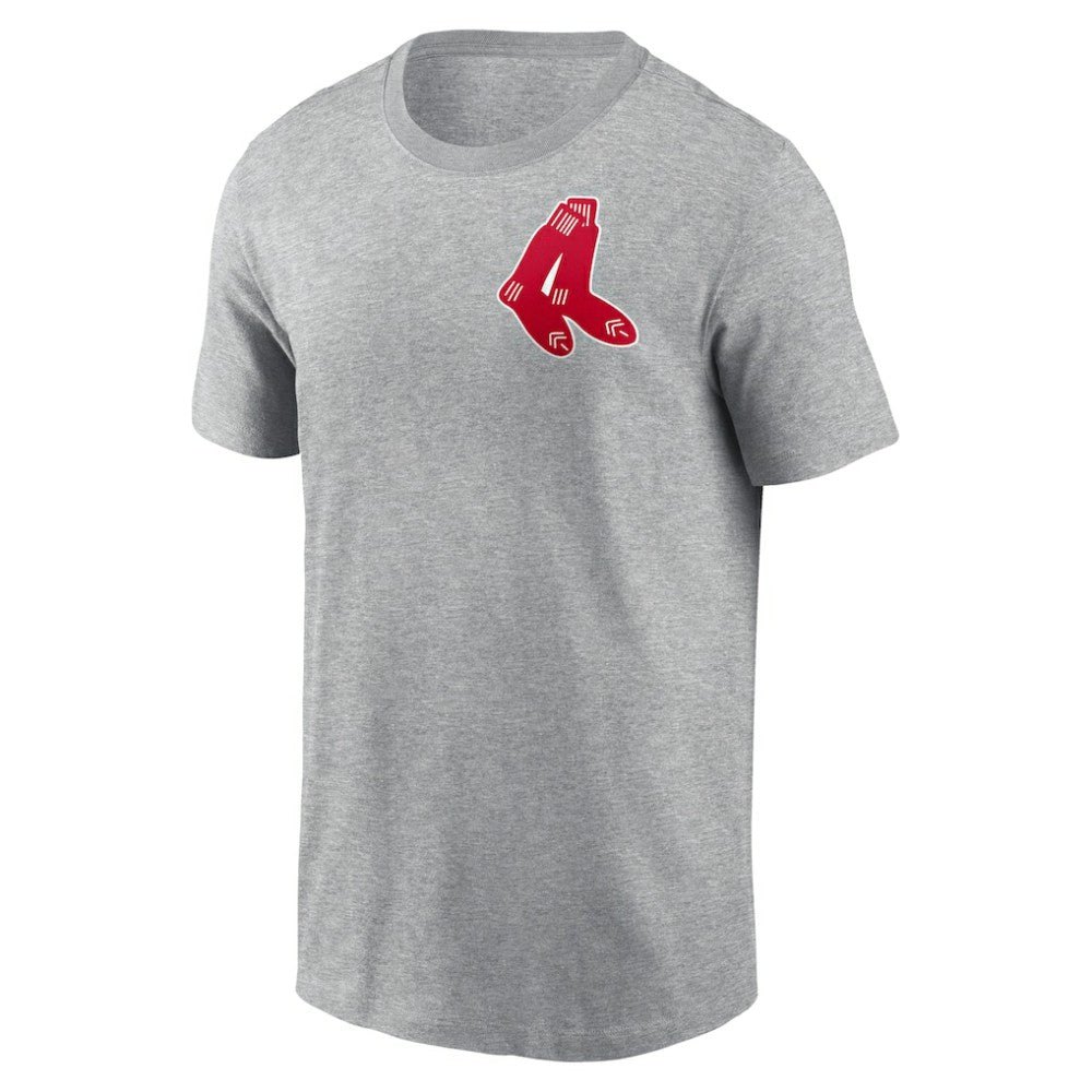 Boston Red Sox Cooperstown Collection Large Logo 2-Hit T-Shirt - Heather Gray | Nike