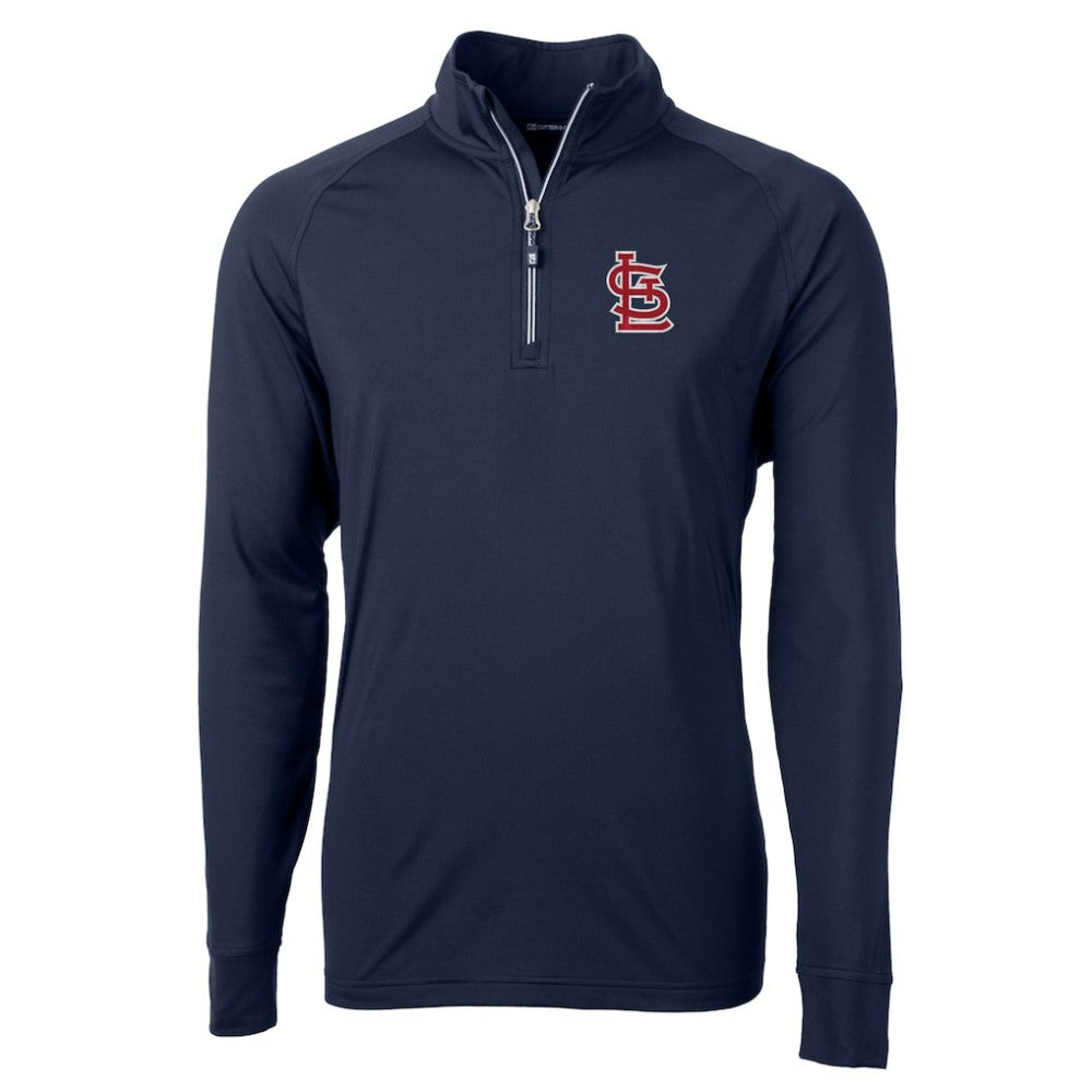 St. Louis Cardinals Cutter & Buck Adapt Eco Knit Stretch Recycled Quarter-Zip Pullover Top - Navy