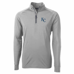Kansas City Royals Cutter & Buck Adapt Eco Knit Stretch Recycled Quarter-Zip Pullover Top - Gray